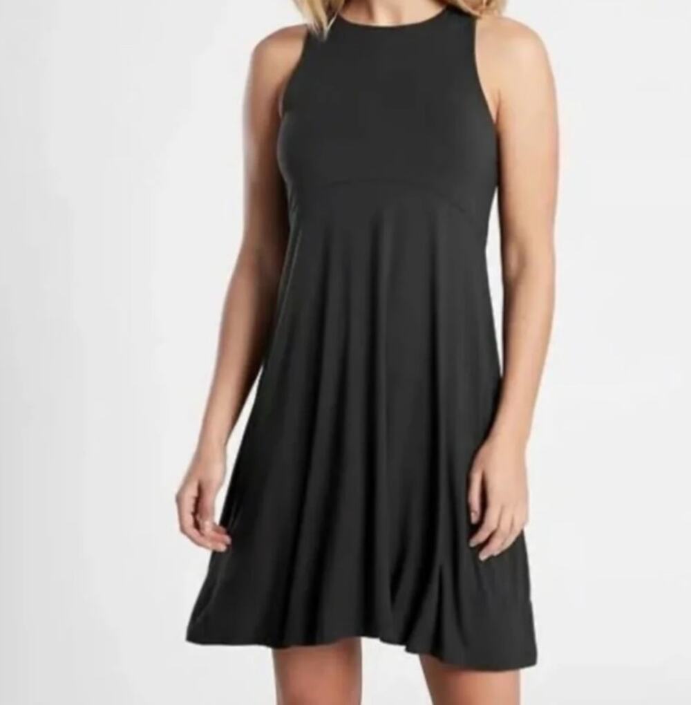 Athleta Santorini Thera Black Athletic Sporty Dress NWT Size L